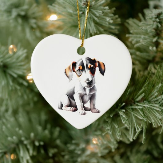 Persoonlijke Gladharige Fox Terrier Puppy Keramisch Ornament (Boom)