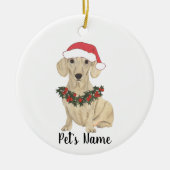 Persoonlijke gladharige roomkleurige Dachshund Ker Keramisch Ornament (Voorkant)