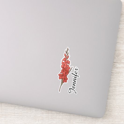 Persoonlijke Gladiolus Bloem Naam Botanisch Sticker (Detail)