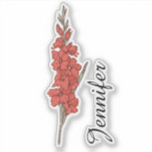 Persoonlijke Gladiolus Bloem Naam Botanisch Sticker (Voorkant)