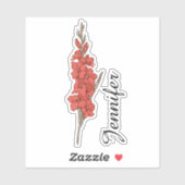 Persoonlijke Gladiolus Bloem Naam Botanisch Sticker (Vel)