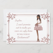 Persoonlijke Glam Girl Bruidsmeisje Voorstel Kaart (Voorkant)