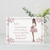Persoonlijke Glam Girl Bruidsmeisje Voorstel Kaart (Staand voorkant)