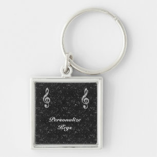 Persoonlijke Glanzende Fonkelende Diamanten Muziek Sleutelhanger
