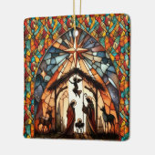 Persoonlijke Glas-in-Lood Kerststal Scene Kerstmis Keramisch Ornament (Links)