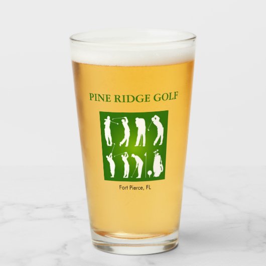 Persoonlijke glas tumbler met golfbaan (Voorkant gevuld)