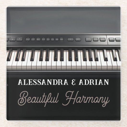 Persoonlijke glazen onderzetters voor pianotoetsen (Voorkant)