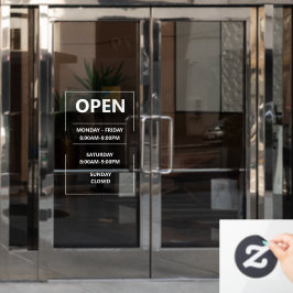 Persoonlijke glazen raam openingstijden Bedrijf  Raamsticker