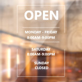 Persoonlijke glazen raam openingstijden Zakelijk  Raamsticker (Vel 2)