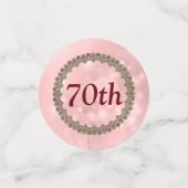 Persoonlijke glinsterende roze verjaardag 70 jaar confetti (Kleine voorkant)