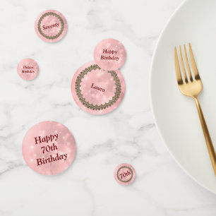 Persoonlijke glinsterende roze verjaardag 70 jaar confetti