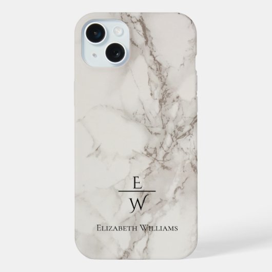 Persoonlijke glinsterende zwarte en witte marmer iPhone hoesje (Achterkant)