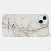 Persoonlijke glinsterende zwarte en witte marmer iPhone hoesje (Achterkant horizontaal)