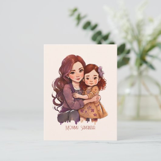 Persoonlijke Glitterende Moeder en Dochter Briefkaart (Staand voorkant)