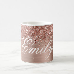 Persoonlijke Glitterige Roze Gouden Folie Koffiemok