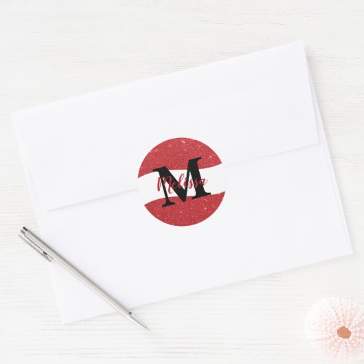 Persoonlijke glitters klassieke ronde sticker (Envelop)