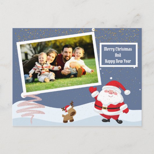 persoonlijke glittery Santa Holiday Kaart (Voorkant)