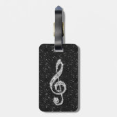 Persoonlijke Glitzy Sparkly Diamond Music Note Bagagelabel (Achterkant verticaal)