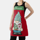 Persoonlijke Gnome Red Green-kerstfeestdag Schort (Insitu)