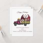 Persoonlijke gnomen Wine Truck Holiday Kaart (Voorkant / Achterkant in situ)