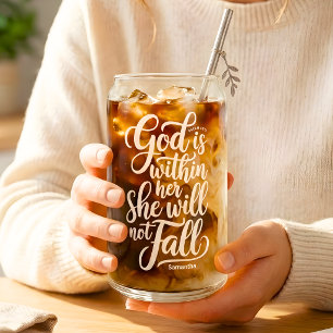 Persoonlijke God is Binnen Haar Christelijke Vrouw Blikvorm Glas