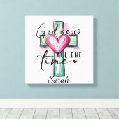 Persoonlijke God is Goed Altijd Canvas Afdruk (Insitu (Houten vloer))