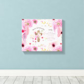 Persoonlijke GODMOEDER Gedicht Roze Bloemen  Canvas Afdruk (Insitu (Houten vloer))