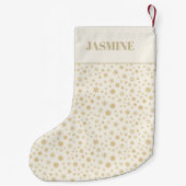 Persoonlijke Gold Cream Snowflakes kerst Kleine Kerstsok (Achterkant)