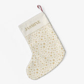 Persoonlijke Gold Cream Snowflakes kerst Kleine Kerstsok (Achterkant (Hangend))