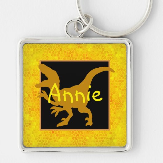 Persoonlijke Gold Dinosaur Huid Sleutelhanger (Voorkant)