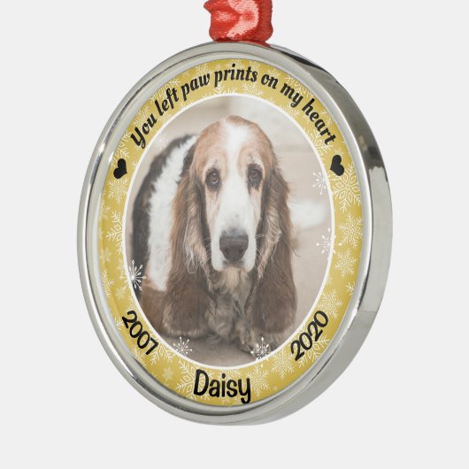 Persoonlijke Gold Dog Memorial Metalen Ornament (Links)