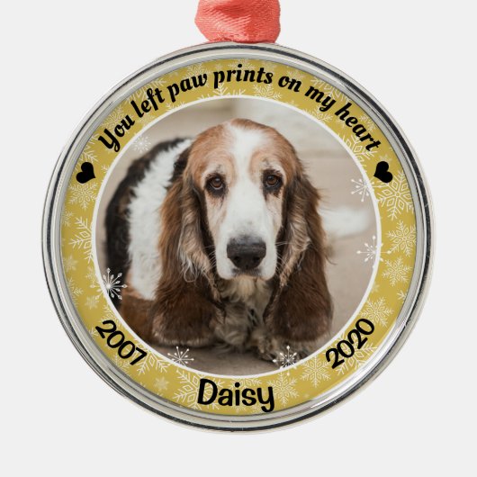 Persoonlijke Gold Dog Memorial Metalen Ornament (Voorkant)