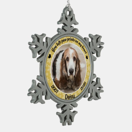 Persoonlijke Gold Dog Memorial Tin Sneeuwvlok Ornament (Links)