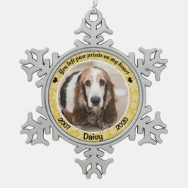 Persoonlijke Gold Dog Memorial Tin Sneeuwvlok Ornament