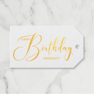 Persoonlijke Gold Foil Happy Birthday Cadeaulabels