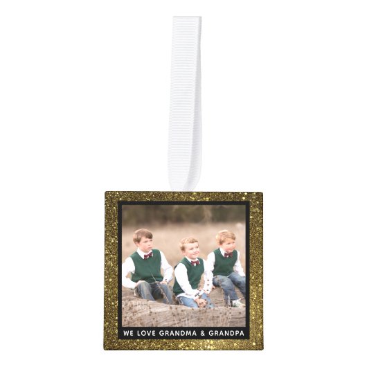 Persoonlijke Gold Glitter-kerstfoto Decoratie (Voorkant)