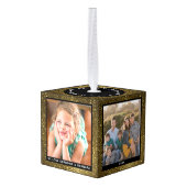 Persoonlijke Gold Glitter-kerstfoto Decoratie (Achter hoekig)