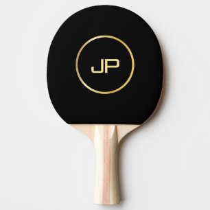 Persoonlijke Gold Monogram Elegant Black Sjabloon Tafeltennisbatje