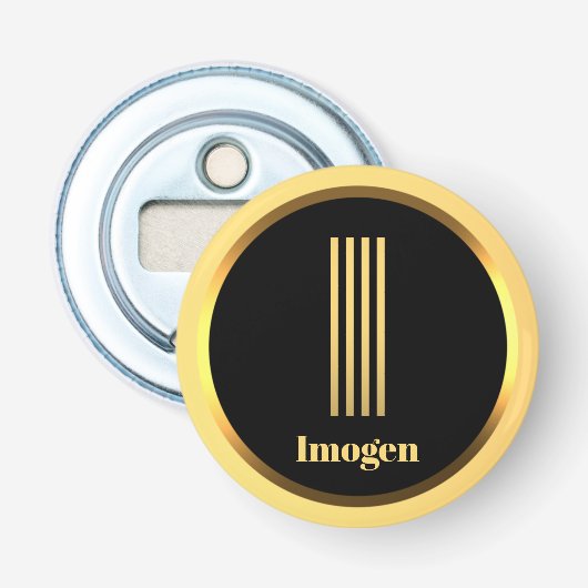 Persoonlijke Gold Monogramed Letter I Button Flesopener (Voorkant)
