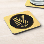 Persoonlijke Gold Monogramed Letter K Bier Onderzetter (Linkerzijde)