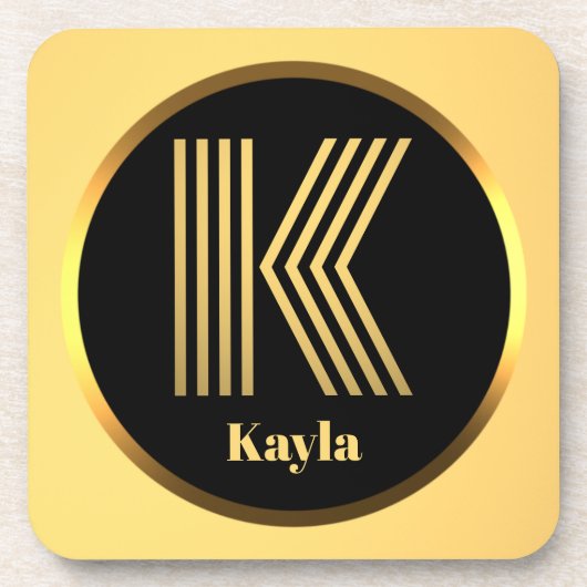 Persoonlijke Gold Monogramed Letter K Bier Onderzetter (Voorkant)