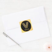 Persoonlijke Gold Monogramed Letter V Vierkante Sticker (Envelop)