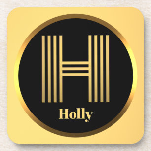 Persoonlijke Gold Monogrammed Letter H Bier Onderzetter