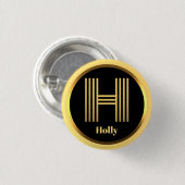 Persoonlijke Gold Monogrammed Letter H Ronde Button 3,2 Cm (Voorkant /achterkant)