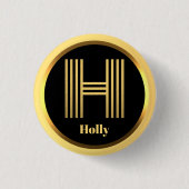 Persoonlijke Gold Monogrammed Letter H Ronde Button 3,2 Cm (Voorkant)