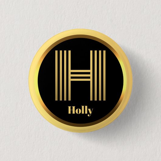 Persoonlijke Gold Monogrammed Letter H Ronde Button 3,2 Cm (Voorkant)