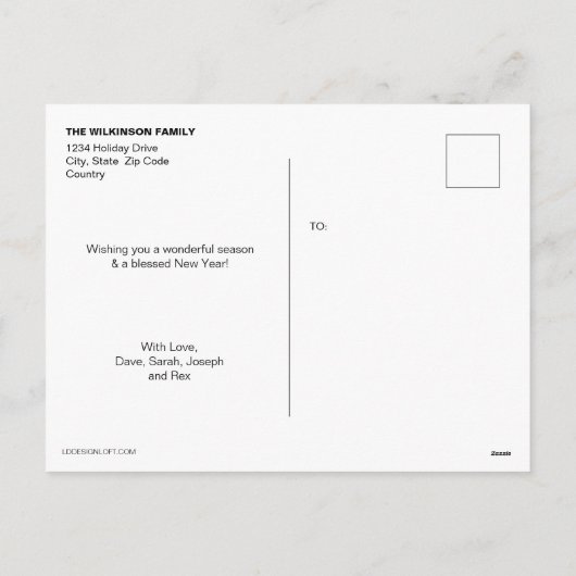 Persoonlijke Gold Photo Collage Kerstmis Feestdagenkaart (Achterkant)