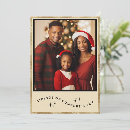 Persoonlijke Gold Photo Holiday kerstKaart (Staand voorkant)