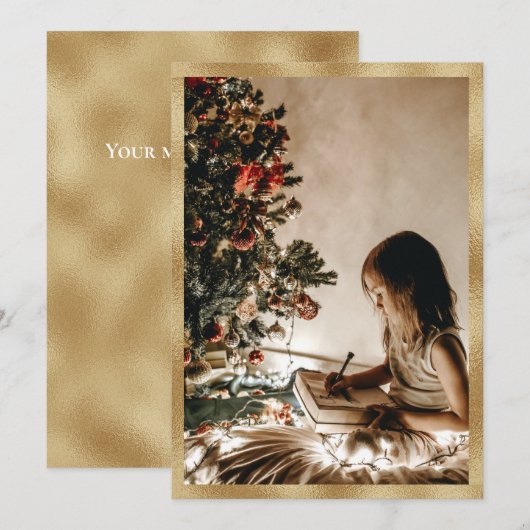 Persoonlijke Gold Photo Holiday kerstKaart (Voorkant / Achterkant)