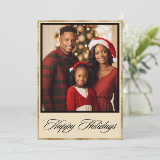 Persoonlijke Gold Photo Holiday kerstKaart (Staand voorkant)